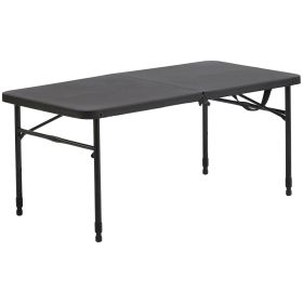 40"L x 20"W Plastic Adjustable Height Fold-in-Half Folding Table, Rich Black