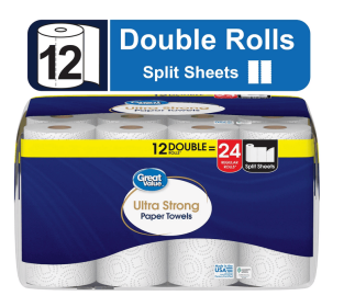Great Value Ultra Strong Paper Towels, 12 Double Rolls