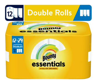 Bounty Essentials Select-a-Size Paper Towels, White, 12 Double Rolls