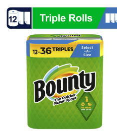 Bounty Paper Towels Select-A-Size, 12 Triple Rolls