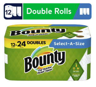 Bounty Select-a-Size Paper Towels, 12 Double Rolls, White