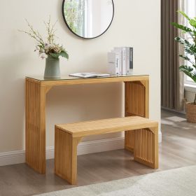 Pine Dining Bench and Table, Indoor Wood Bench for Entryway,Living Room,Kitchen and Bedroom Table and Bench Set (Nature (Color: Natural, Bench Size: Long)